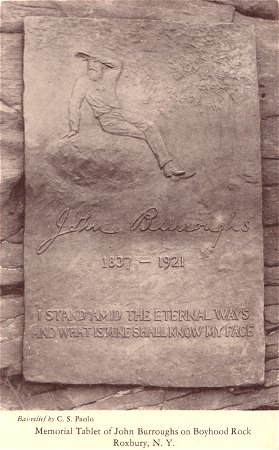 Memorial tablet of John Burroughs on Boyhood Rock, Roxbury, NY