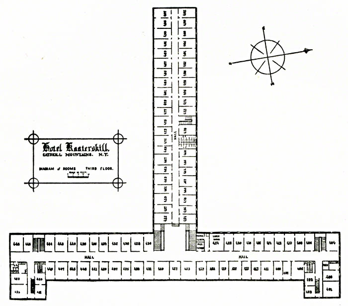 Floor plan of the Hotel Kaaterskill - Third Floor