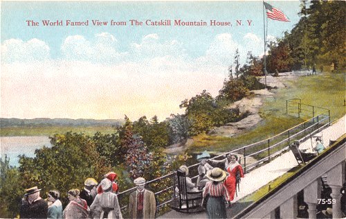 Guests admiring the famous view of the Hudson River Valley