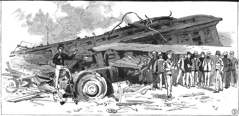 Wrecks - Accidents - ILLINOIS RAILROAD ACCIDENT - Looking from the Front of the Wreck